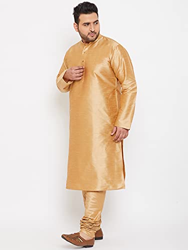 Image of VASTRAMAY Plus Size Men's Silk Blend Kurta Set-New Rose Gold