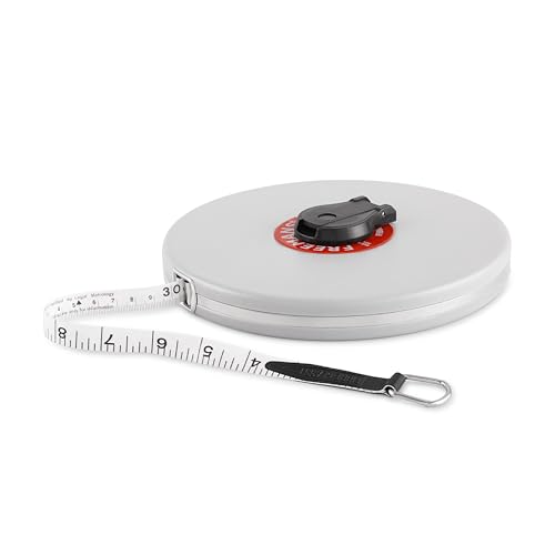 FREEMANS Leatherette 50m:13mm Fibreglass Measuring Tape - 50m/165ft || Case Reinforced with Stainless Steel Band || Durable Winding Mechanism Handle and Stainless Steel Mouth with End Hook