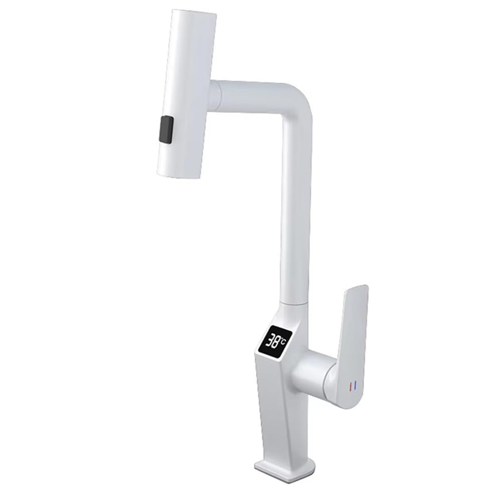Robinet de cuisine anti brûlure avec écran LED et jet pluie ergonomique