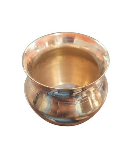 Image of Ani Divine Traditional Pure Brass Small Paragi Lota Pot Kalash for Hindu Rituals, Griha Pravesh, Vastu Puja, Temple, Panchamrit