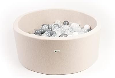 Little Big Playroom | Memory Foam Ball Pit for Toddlers | Indoor Kids Ball Pit | Soft Washable Cover | Perfect for Baby Play Room | Includes 200 Balls (Heathered Ivory)