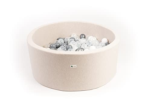 Little Big Playroom | Memory Foam Ball Pit For Toddlers | Indoor Kids Ball Pit | Soft Washable Cover | Perfect For Baby Play Room | Includes 200 Balls (Heathered Ivory) #TOP2