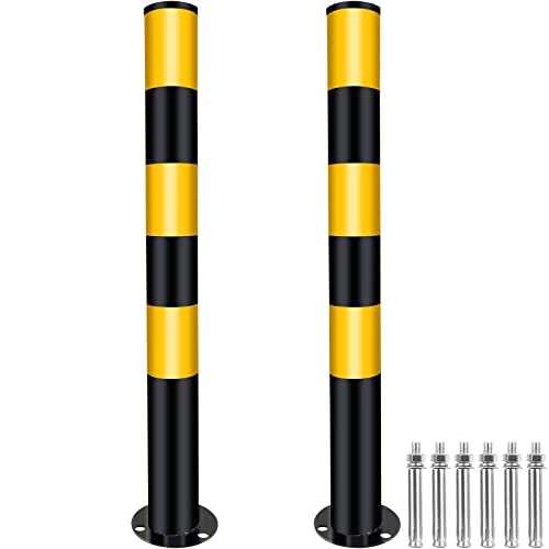 Safety Bollards,Heavy Duty Steel Parking Barrier,29.5in Metal Traffic Bollard for Parking Lot,Traffic Control,Driveway Barrier,Parking Pole,Traffic Sensitive Areas