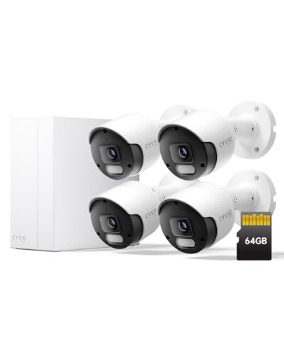 Image of 4K PoE Security Camera System, 8MP Outdoor with 4 Cameras, No Monthly Fees, Works Even Without Internet, AI Detection, Color Night Vision, IP67, 8CH NVR, 64GB Storage