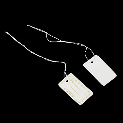 Pack of 300 Labels with Thread Price Labels Price Tags Thread Labels Jewellery Labels String Labels Hanging Labels Cardboard Label Price Labelling (27 x 16 mm White Gold) - Image 3