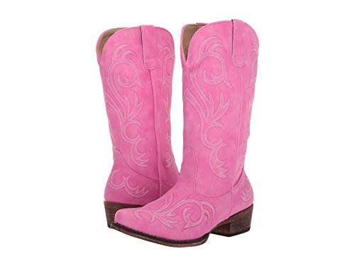 Image of ROPER Womens Riley Embroidered Snip Toe Casual Boots Mid Calf Low Heel 1-2 inch