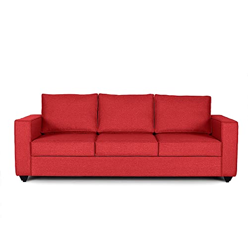 Image of Wakefit Sofa Set | 3 Year Warranty | Sofa 3 Seater, 3 Seater Sofa for Living Room, Wooden Sofa Set, Couch Sofa for Living Room, Sofa for Living Room - Napper(Omega : Red)