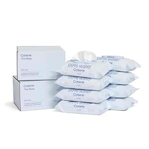 Coterie Baby Wipes for Sensitive Skin, Plant-Based and Plastic-Free Fibers, 99% Water, Hypoallergenic, pH Balanced, Unscented, Clean and Gentle Baby Essentials, 8 Pack, 448 Count