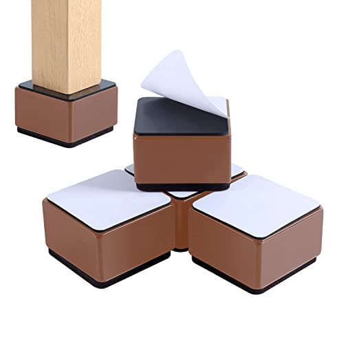 RCHYFFED Elevadores de Muebles 2 ' Alto de Acero, Elevador de Cama Autoadhesivos, Protege Suelos Pies de Mesa y Silla, Altura de Elevación de 5 cm, Patas de Somier Soporte 4400kg