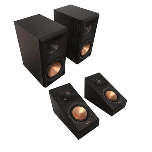 Klipsch RP-500SA II Surround Sound Height Speakers with RP-600M II Bookshelf Speakers - Ebony