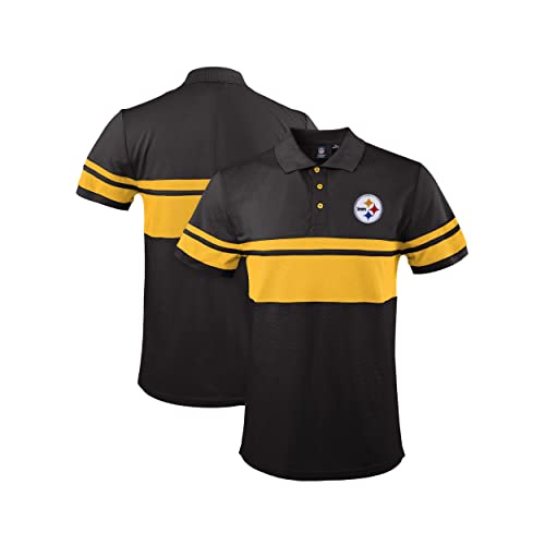 FOCO NFL Football Team Color Chest Stripe Men's Polo Shirt, Pittsburgh Steelers, Medium