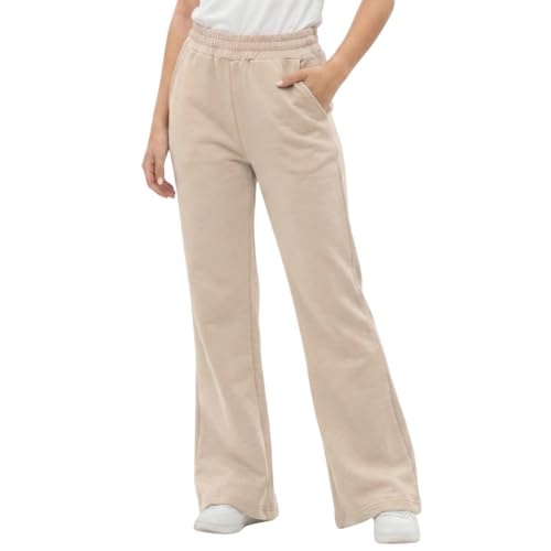 Image of WELAKEN Girls Sweatpants for Casual & Athletic - Kids Flared Pants Bell-Bottom Trousers with Pockets