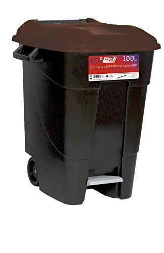 Tayg Eco- Contenedor de residuos con pedal100 litros, base negra y tapa marrón