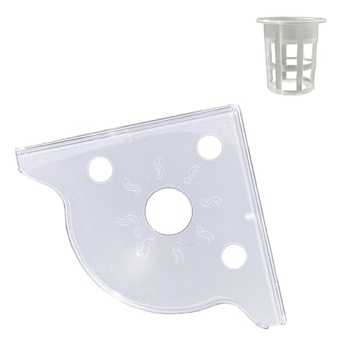 Karzibo Clear Aquarium Corner Shelf, Triangular Fish Tank Plant Holder Stand with Plant Basket - Aquatic Planter & Organizer for Fish Tank Tools/Decorations