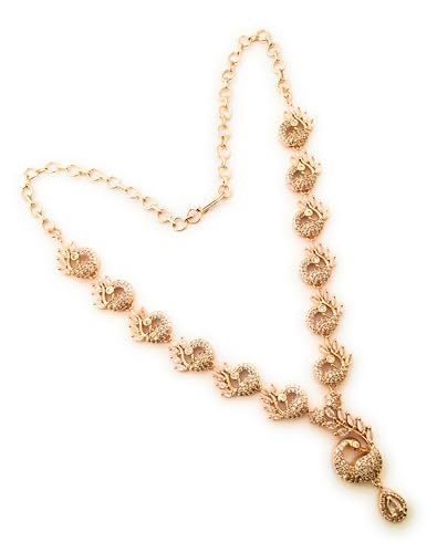 Image of Sasitrends Micro Gold Plated Peacock AD Stone Studded Jewellery Set