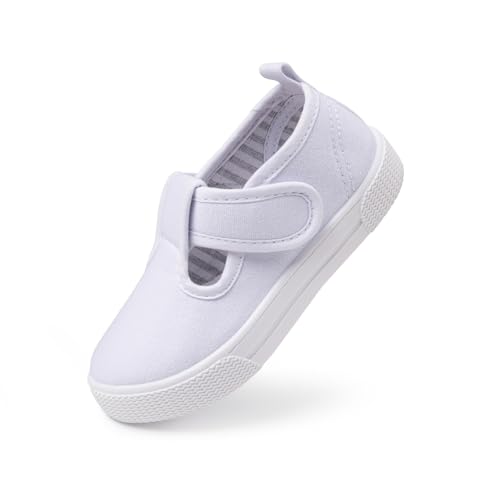 Sonsage Toddler Boys Girls Canvas Sneakers Soft Sole T-Strap Shoes Lightweight Comfy Classical Flats Non Skid Shoe for Little Kids