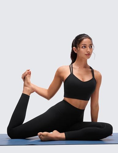 Image of CRZ YOGA Softness Mold Butterluxe Sports Bras | Molded Cup, Light Support, Yoga, Extremely Soft, Longline, Strappy Back, Scoop Neck, for Women