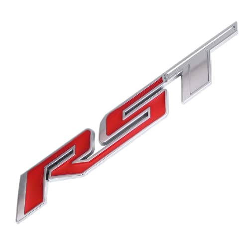 Image of 1Pc RST Tailgate Emblem Letter Badge Inserts Sticker Replacement for 2019 2020 2021 Silverado 1500 Tahoe Yukon SUV 4x4 (Chrome Red)