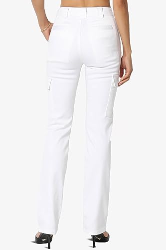 Women's Work School Stretch Twill Canvas High Rise Slim Straight Leg Cargo Pants2