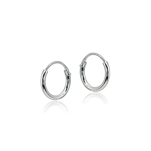 Sterling Silver Endless 2mm High Polished Round Lightweight Unisex Hoop Earrings2