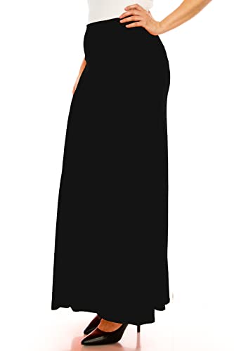 Women's Plus Size Casual Solid High Waisted A -line Maxi Skirt with an Elastic Waistband2