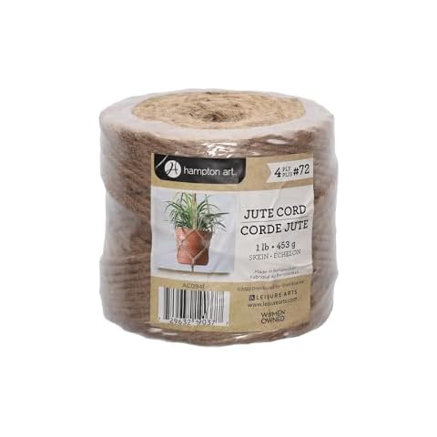 Hampton Art Jute 1lb 4ply #72 Natural, Twine, Jute Rope, Jute Twine String for Crafts, Garden Twine, Thick Twine Rope, Twine Gardening, Twine Heavy Duty Outdoor, Burlap String Cover