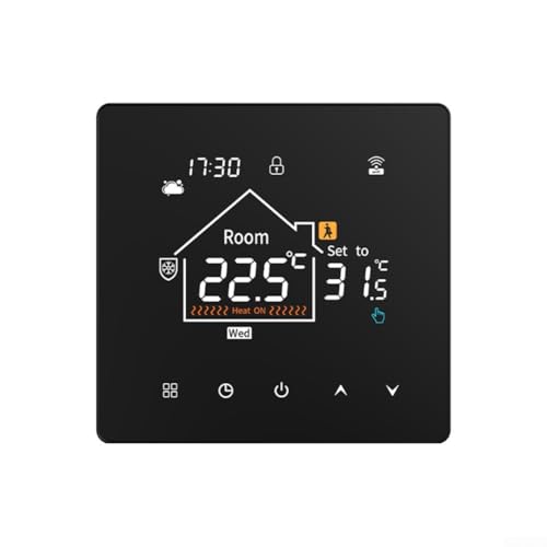 Termostato programable WiFi para calefacción de agua por suelo radiante para control de aplicación inteligente Tuya, acceso remoto, brillo ajustable, calibración de temperatura ± 1 °C (3 A)