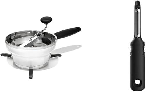 OXO Good Grips - Molinillo de alimentos de acero inoxidable para purés, plateado y OXO Good Grips giratorio