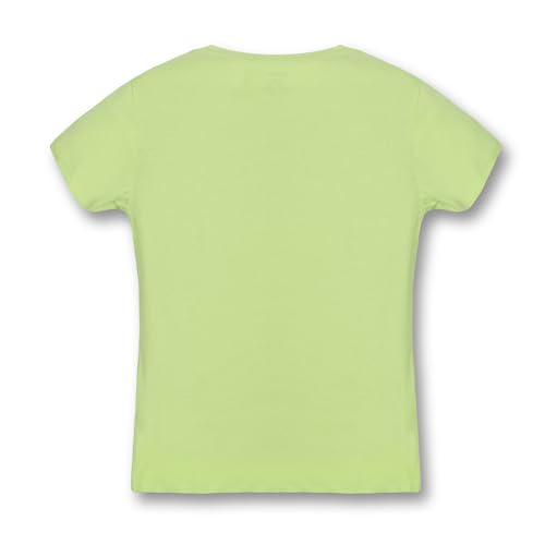 Image of Girls Cotton Crew Round Rib Neck Short Sleeve T-Shirts, Green, Orange red, Turquois