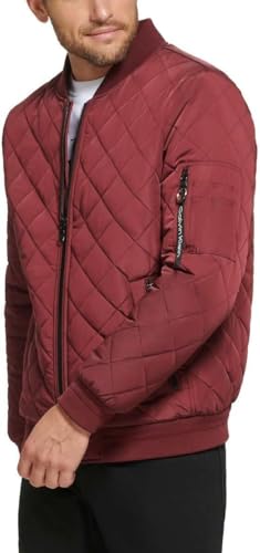 Image of Calvin Klein Men's Ribbed Collar Quilted Bomber Jacket