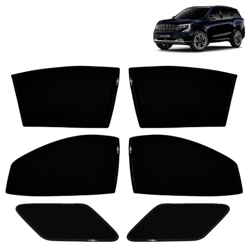 Image of KINGSWAY Car Sun Shade Curtains Only Compatible with Mahindra XUV 7XO (2026 Onwards) | Z-Black Fix-Type (Non-Magnetic) | UV & Heat Protection | Pack of 6 Pcs