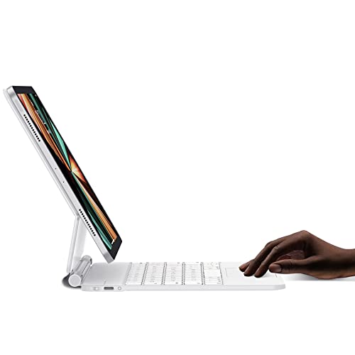 Hou Magnetic Floating Keyboard Case For Ipad Pro 12.9 (6Th Generation 2022), Slim Keyboard Cover With Multi-Touch, Soft White Backlight For Ipad Pro 12.9 5Th (2021), 4Th (2020), 3Rd (2018) Gen, White #TOP5