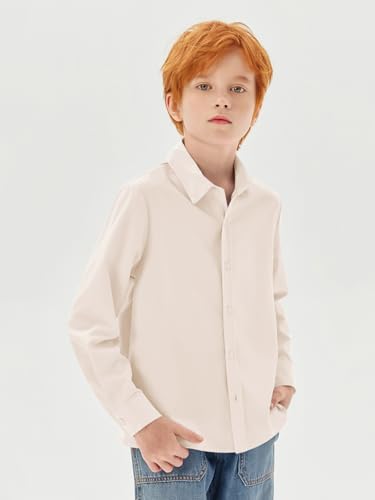Boys Long Sleeve Dress Shirts Kids Classic Collared Button-Down Shirt School Uniform Shirts 5-14 Years4