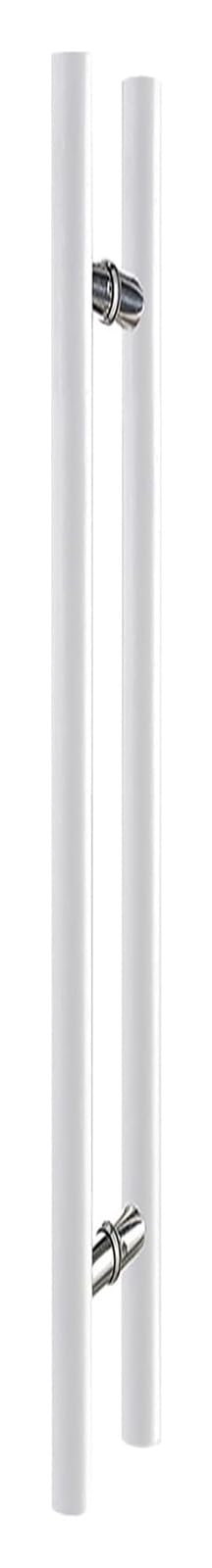 CWCQGH Push Pull Door Handle, Sliding Barn Door Handle, H Shape Double Sided Round Bar Push Pull Door Handle for Heavy Interior Exterior,White-40cm(1.3ft)