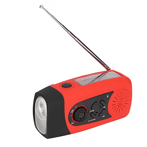LICAEVEY Radio de Cigüeñal con Mano de Emergencia con Linterna LED, Radio Meteorológica Portátil con Cargador de Teléfono de 2000 MAh Power Bank, USB Cargado y Energía Solar para Acampar, (versión