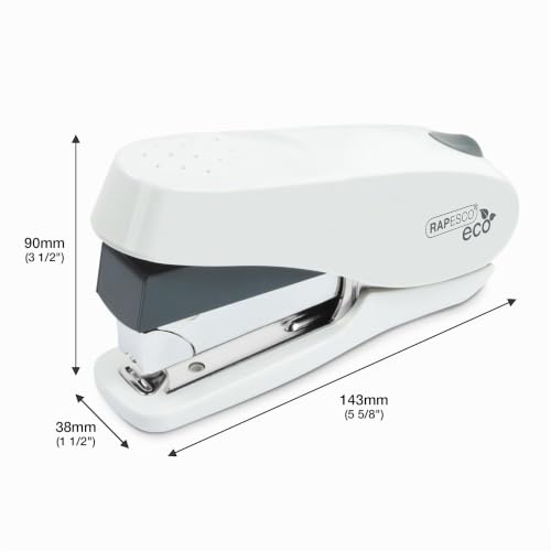 Miniatura 2 de Rapesco 1467 Germ-Savvy Antibacteriano Eco Grapadora Luna Esfuerzo Reducido Con 2000 Grapas, 50 Hojas De Capacidad, Blanco