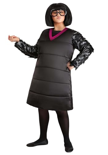 Plus Size Edna Mode Costume | Disney and Pixar The Incredibles Edna Costume Classic Edna Mode Black Dress Superhero Fashion Designer 1X
