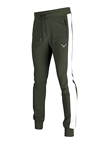 Image of Screenshot SPORTS-A4053 Mens Premium Slim French Terry Spandex Fleece Pants - Athletic Jogger Fitness Workout Gym Zipper Pockets