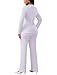 Women Button Down Blazer Pants Suit 2 Piece Outfits Casual Long Sleeve Blazer Set for Work Business Office White L