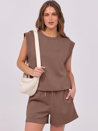 Image of ANRABESS Two Piece Sets for Women 2026 Summer Short Lounge Set Casual Beach Vacation Outfits Spring Sweatsuits Tracksuit