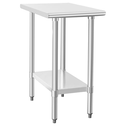 Image of HARDURA Stainless Steel Table 30X18 Inches with Undershelf and Galvanized Legs NSF Heavy Duty Commercial Prep Work Table for Restaurant Kitchen Home and Hotel