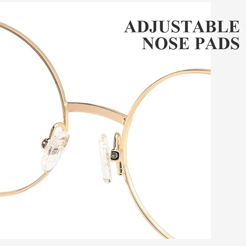 Image of Zeelool Vintage Metal Round Eyeglasses Frame for Women with Non-prescription Clear Lens ZJGM351423-03 Glod