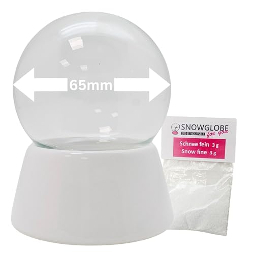 SNOWGLOBE for you - DO IT YOURSELF 40002 Lot de boules à neige DIY avec boule en verre et base en porcelaine Blanc 65mm