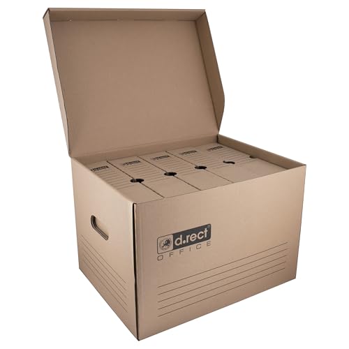 Boite archives carton rigide avec couvercle amovible grand format brun