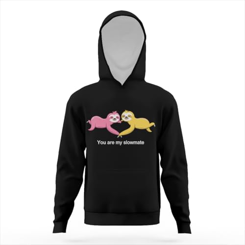 You Are My Slowmate Funny Sloth Retro Hoodies for Teen Girls Boys Lightweight Kangaroo Pocket Sweatshirt3