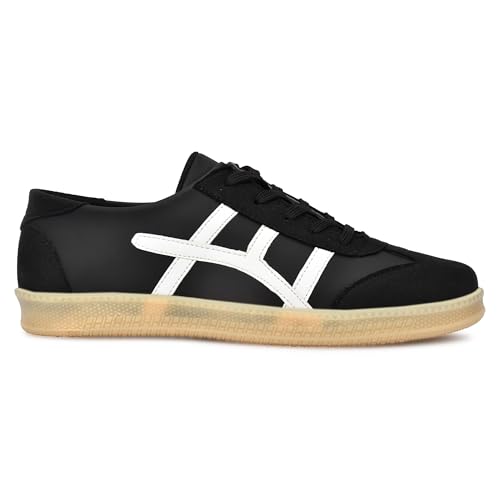 Image of Leatherkraft Men Low-Top Lace-Up Sneakers Black