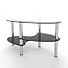 Ryan Rove Orion - Oval Two Tier Glass Coffee Table - Coffee Tables for Living Room, Kitchen, Bedroom and Office - Glass Shelves Under Desk Storage - Clear and Black Glass