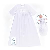 Bateo Design Baby Taufkleid aus Baumwolle Simon mit Schleife Weiß (68)