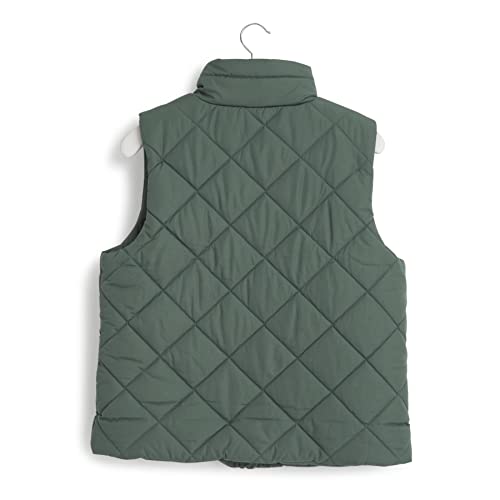 Vera Bradley Women's Zip Up Puffer Vest With Pockets (Extended Size Range), Olive Leaf, Extra Large #TOP1