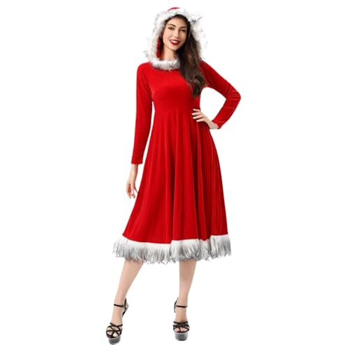 Costume de Père Noël pour femme pour soirée cosplay et fête de Noël en famille